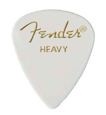 Fender Classic Celluloid Pick, White, Heavy