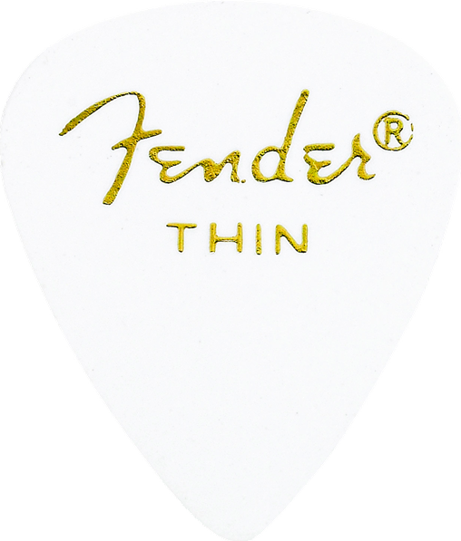 Fender Classic Celluloid Pick, White, Thin