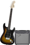 Fender Squier HSS Stratocaster Brown Sunburst Frontman 15G Pack Gear
